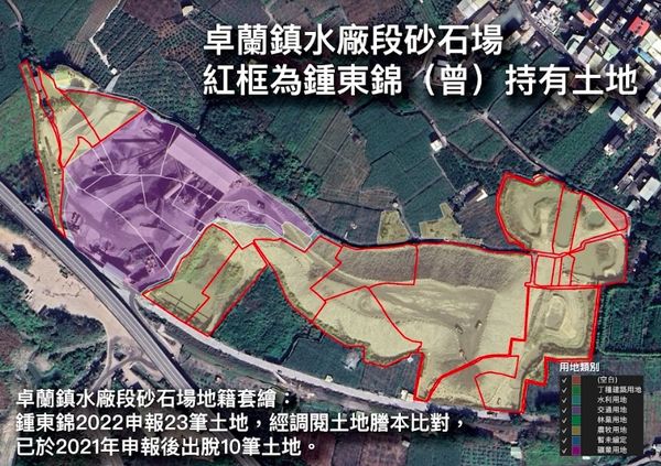 時力控鍾東錦與違法砂石場關係密切。宋國鼎競辦提供
