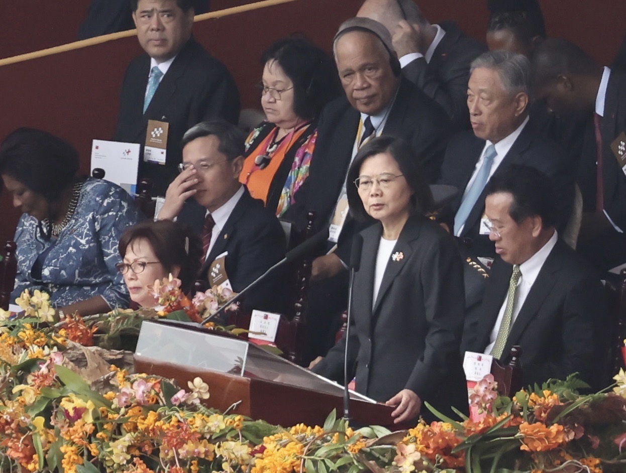蔡英文發表國慶演說,強調台灣已是世界的台灣,要讓世界因為台灣而更好。林啟弘攝