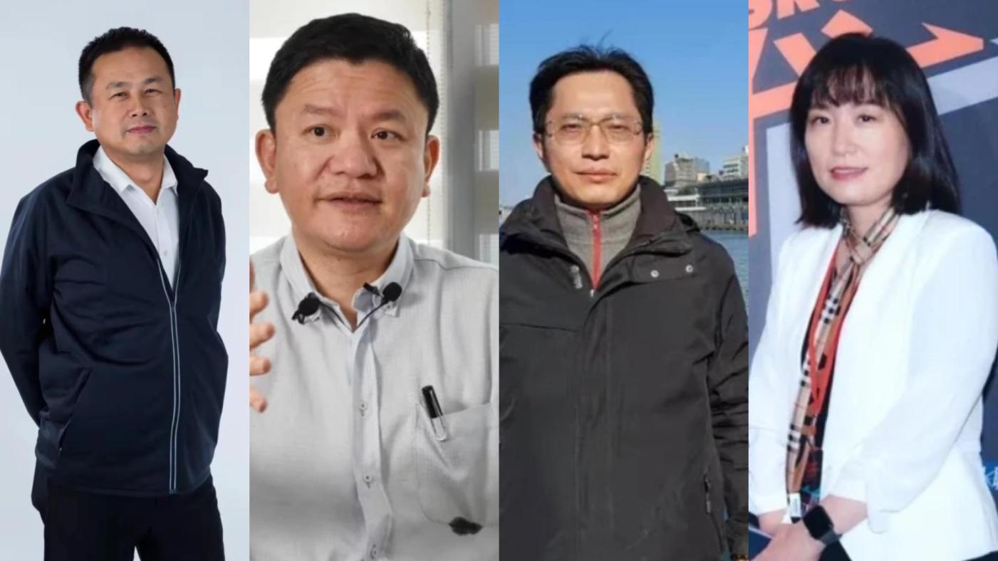 謝國樑公布第三波小內閣4人名單，工務處長陳耀川（左一）、交通處長王圳宏（左二）、秘書長方定安（右二）、觀光及城市行銷處長郭霽（右一）。謝國樑提供