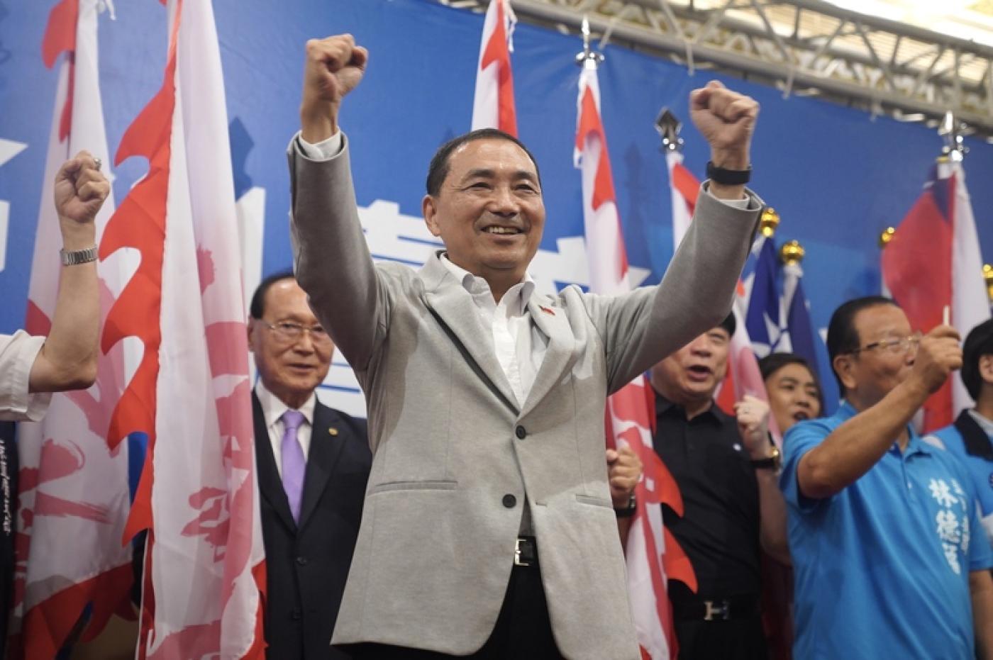 國民黨總統參選人侯友宜參加亞洲海外台商侯援會成立大會。 中央社