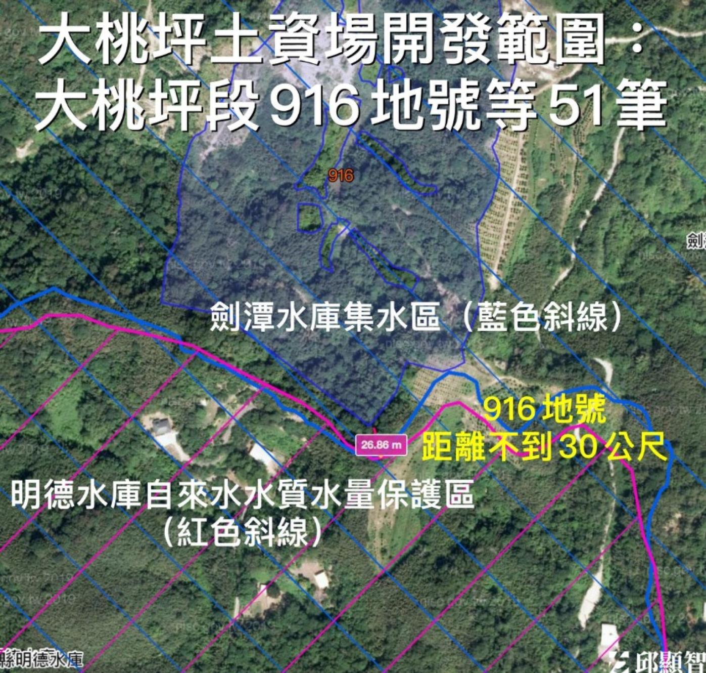 邱顯智貼出大桃坪土石堆置場範圍。翻攝邱顯智臉書