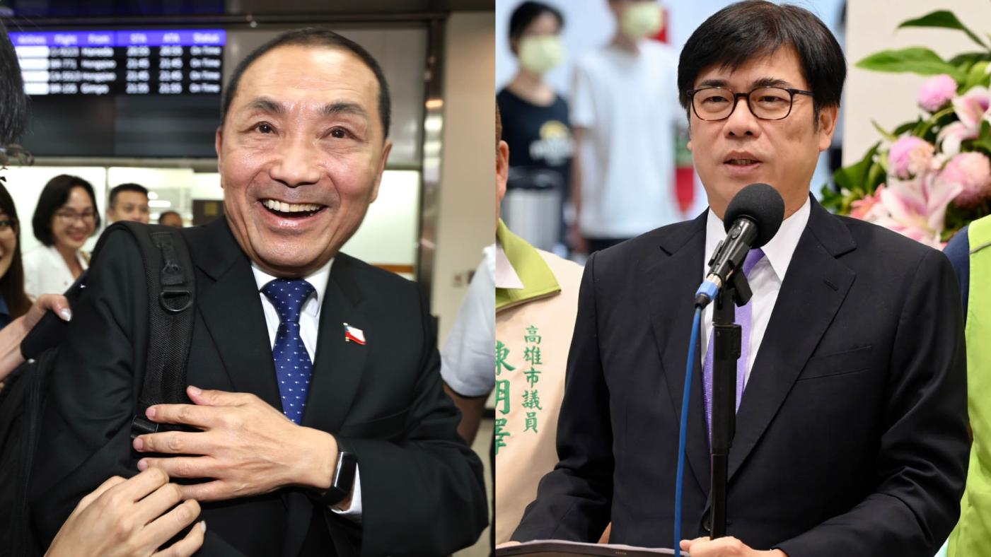 侯友宜（左，林啟弘攝）競辦與高雄市長陳其邁（右，高雄市政府提供）為前瞻建設經費互嗆。合成照