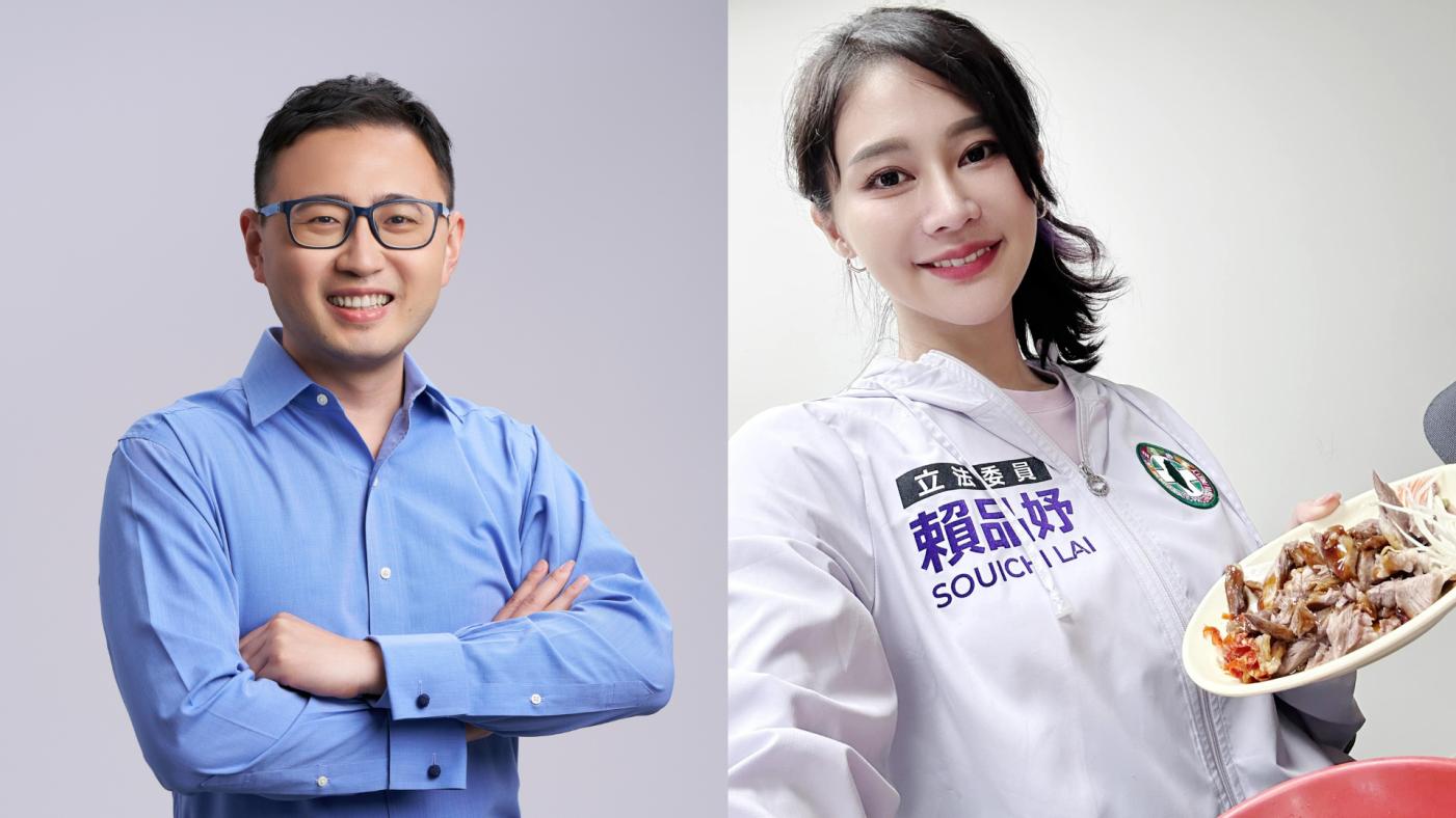 民進黨立委賴品妤(右)列出政績，國民黨立委參選人廖先翔(左)譏諷她穿越時空爭取建設，賴品妤反擊廖連建設經費都不懂還想選立委。翻攝兩人臉書