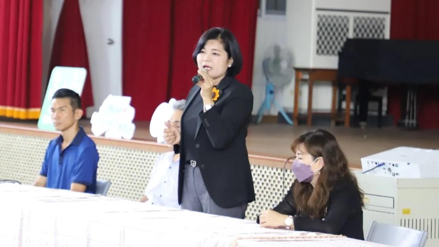 雲林縣長張麗善今天出席教育處記者會，面對媒體詢問郭台銘宣布參選，認為他沒有誠信。縣府提供