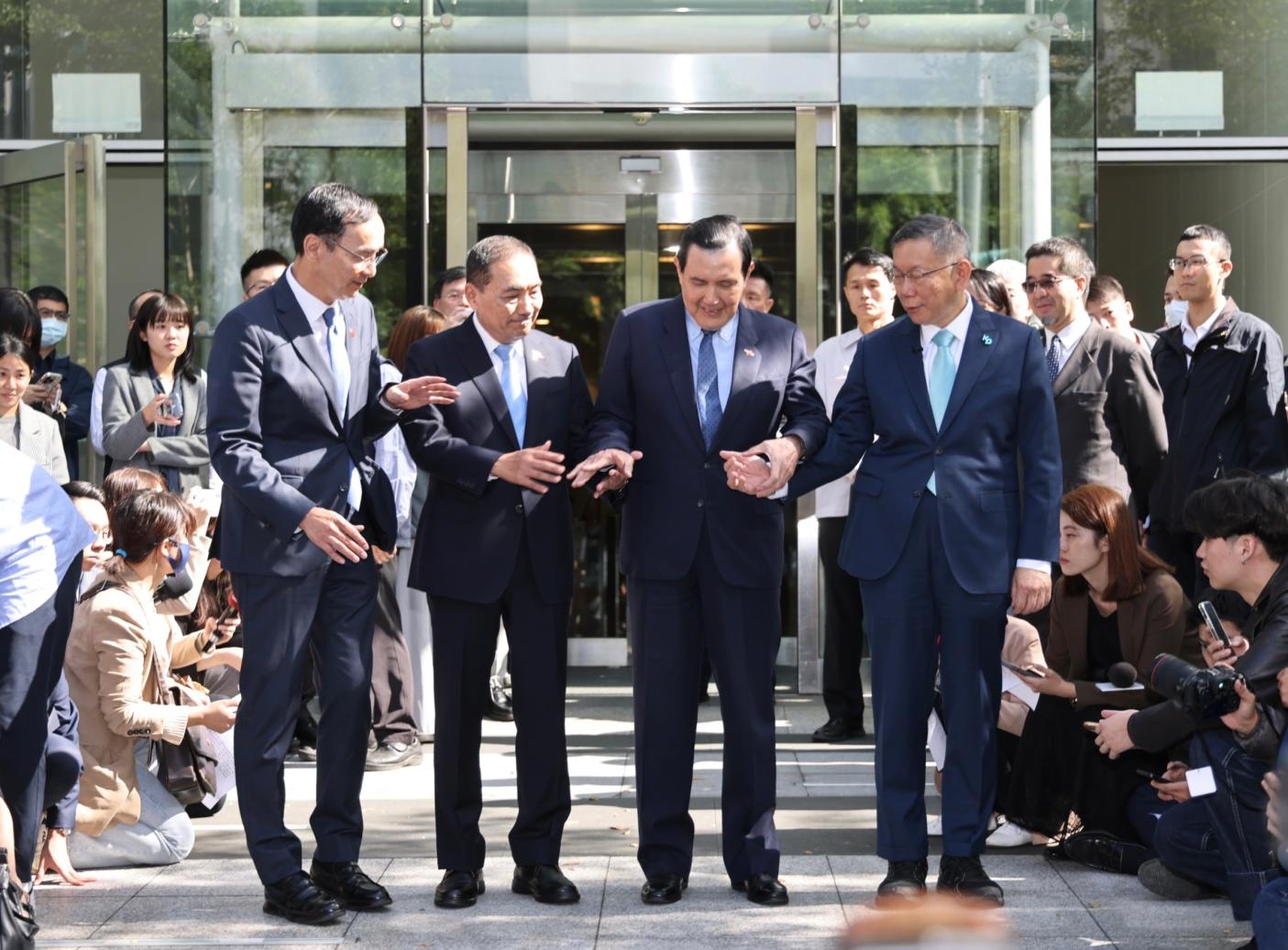 藍白二會後，馬英九、朱立倫、侯友宜、柯文哲出面受訪。林啟弘攝