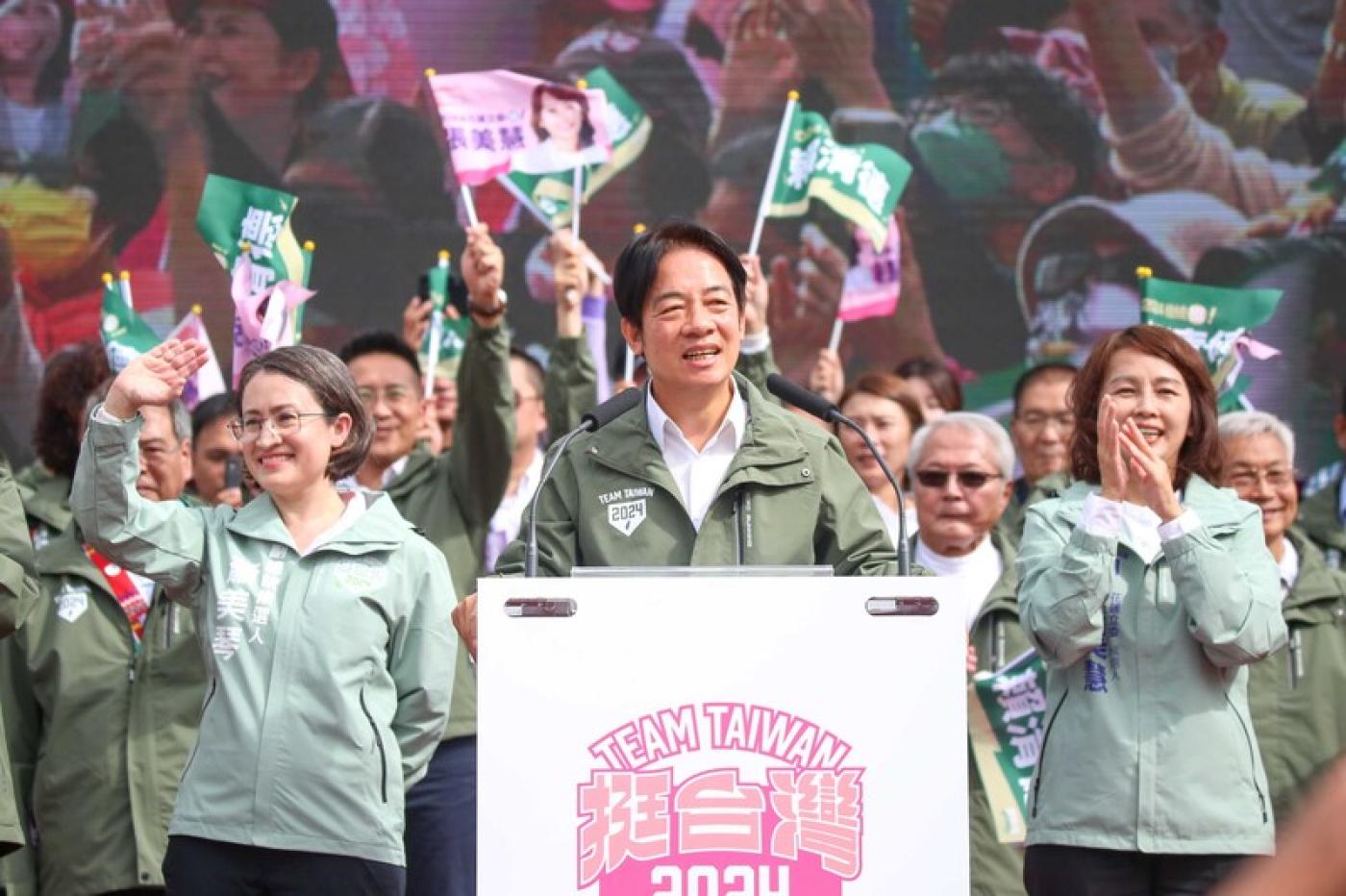賴清德及蕭美琴今日赴花蓮出席立委參選人張美慧競總成立大會。中央社