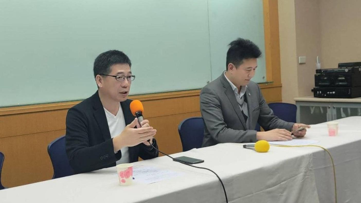 民眾黨前秘書長謝立功與中央委員張凱鈞今（20日）宣布籌組「白色連線－HOPE」黨內部改革倡議小組。翻攝謝立功臉書