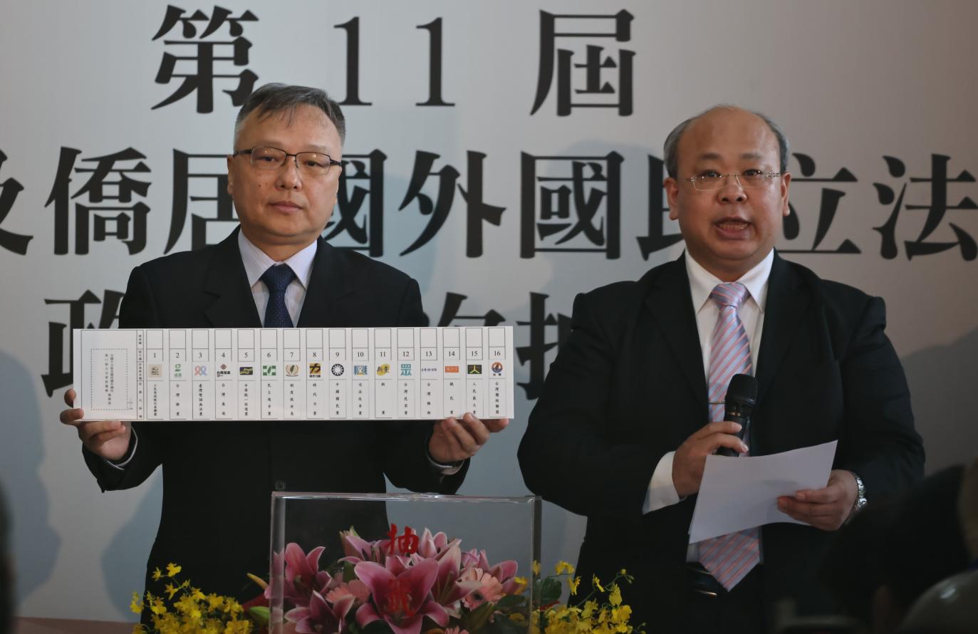 中選會上個月20日舉行第11屆全國不分區及僑居國外國民立法委員選舉政黨號次抽籤。資料照片／林啟弘攝