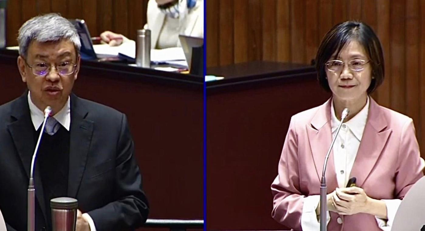 立委翁曉玲1日在立法院質詢行政院長陳建仁。翻攝自國會頻道YT
