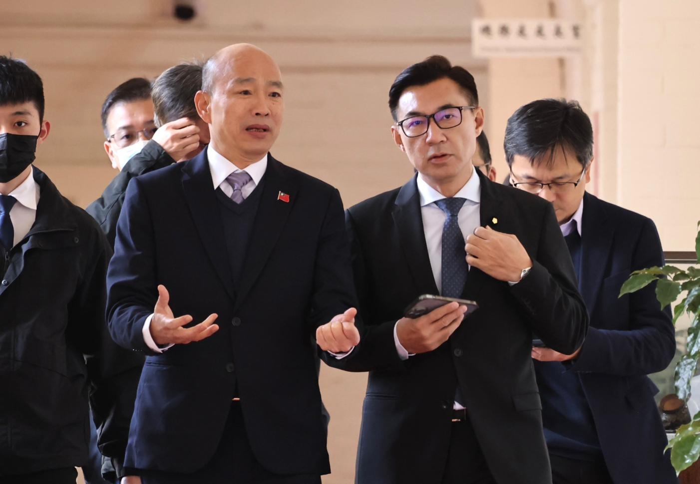 韓國瑜（左）和江啟臣（右）列2法案共同提案人惹議。資料照片／林啟弘攝