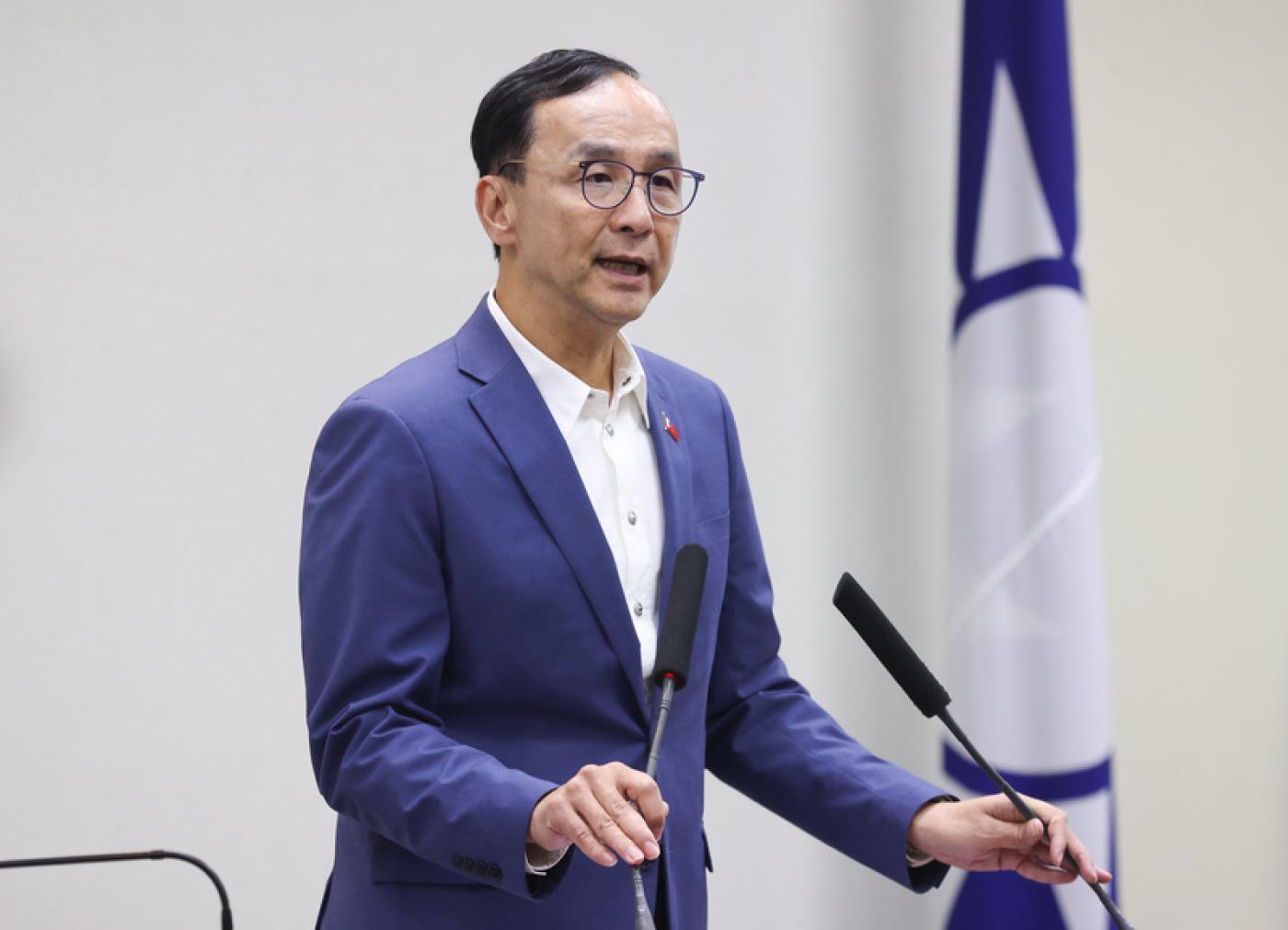 國民黨主席朱立倫20日出席中常會。中央社