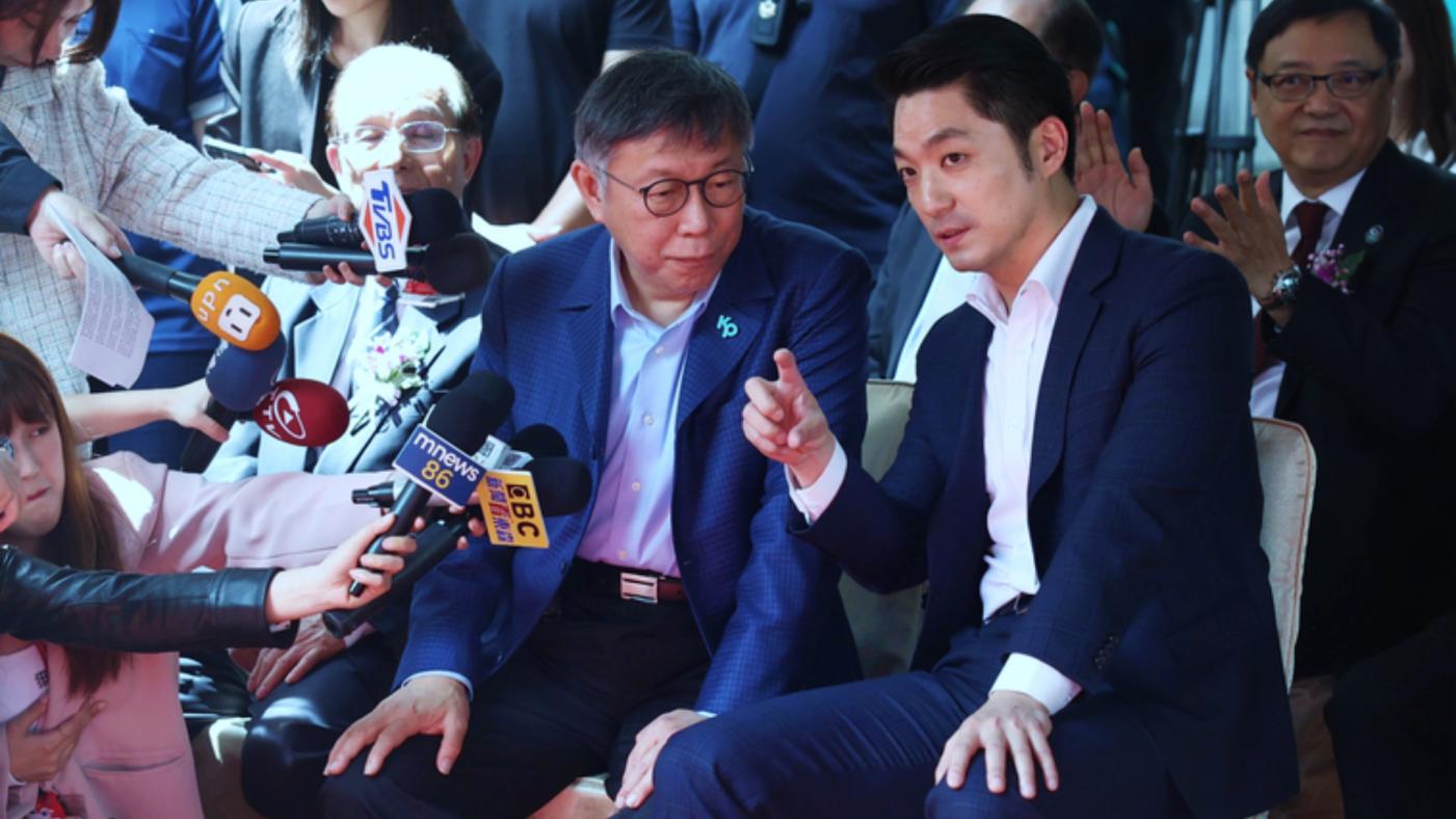 蔣萬安和柯文哲23日參與清華大學台北政經學院台北校區大樓動土典禮。中央社