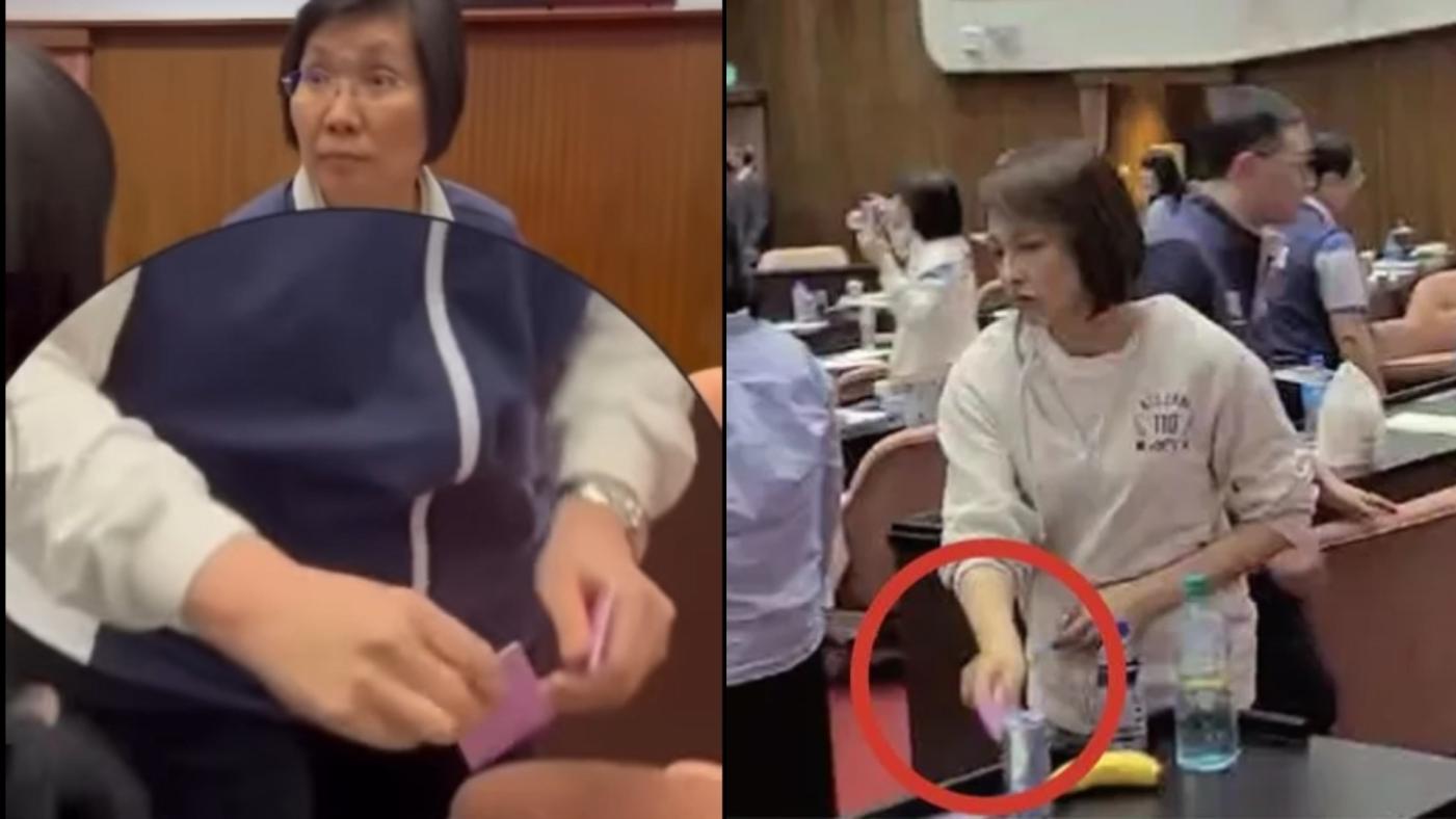 「表決卡消失」改舉手表決 ? 藍綠相互指控偷走。左翻攝郭昱晴threads、右國民黨提供