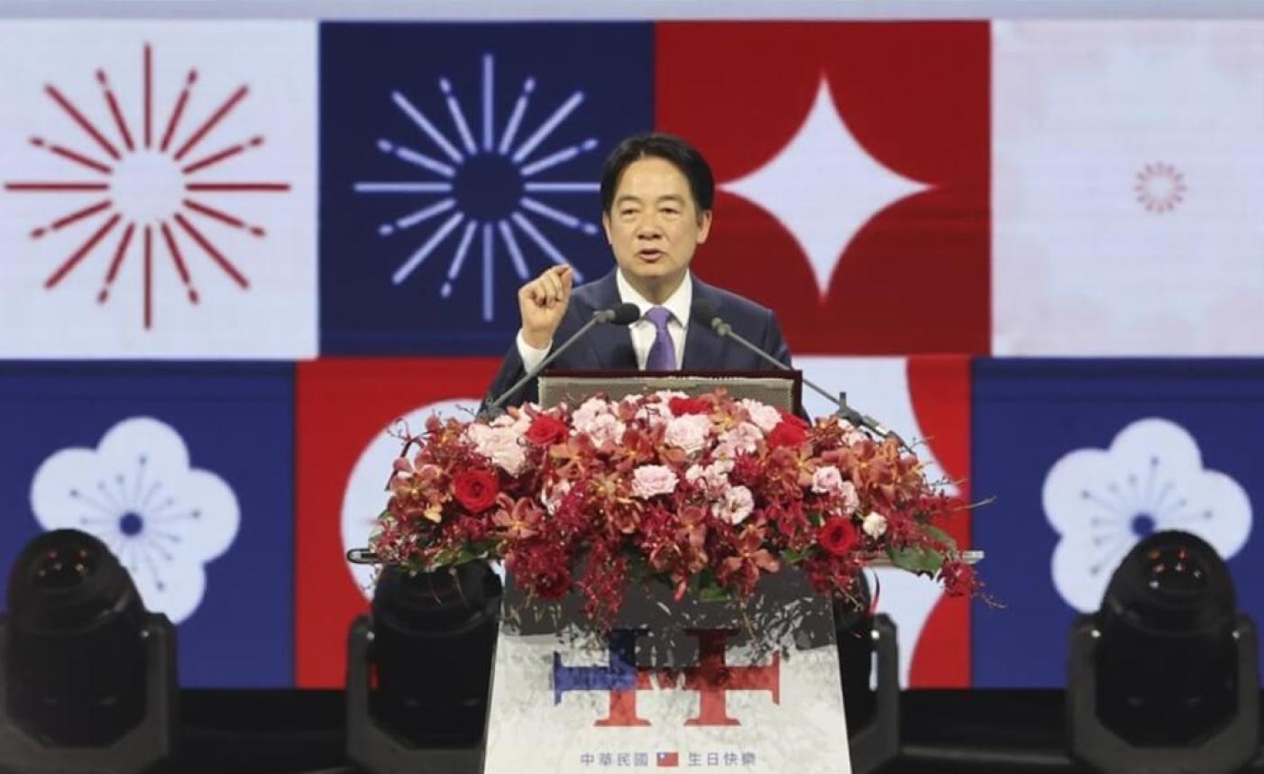  113年國慶晚會5日晚間在台北大巨蛋盛大登場，總統賴清德（圖）在致詞時特別強調，「我們是一個主權獨立的國家」。中央社