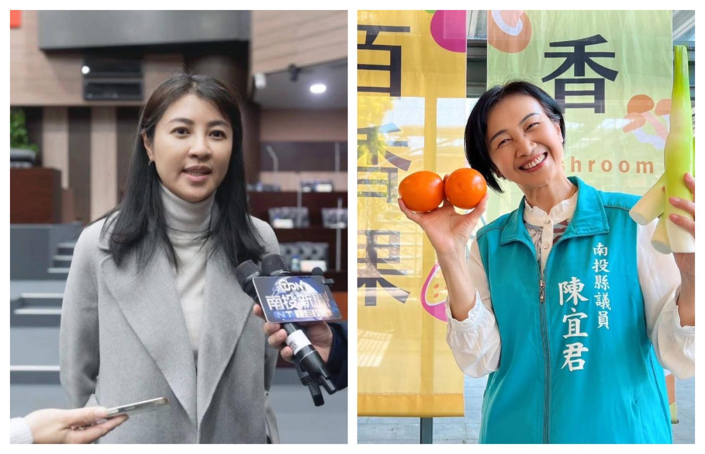 因為垃圾問題環境部長彭啟明遭脫口秀演員賀瓏炎上，南投縣長許淑華（左）也遭縣議員陳宜君（右）爆料，在水源地設垃圾掩埋場。翻攝許淑華、陳宜君臉書