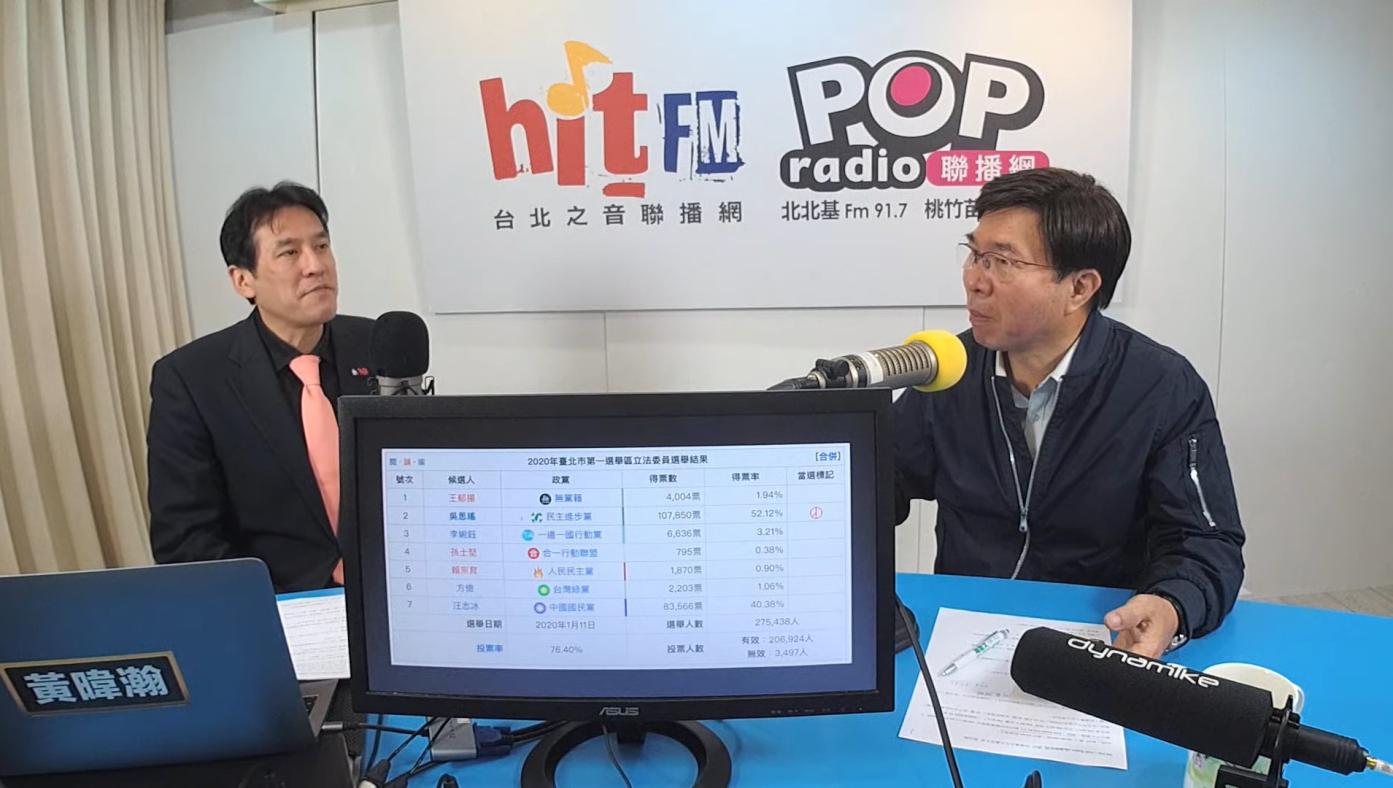 民進黨北市黨部主委張茂楠（右）24日接受黃暐瀚（左）專訪。翻攝《暐瀚撞新聞》