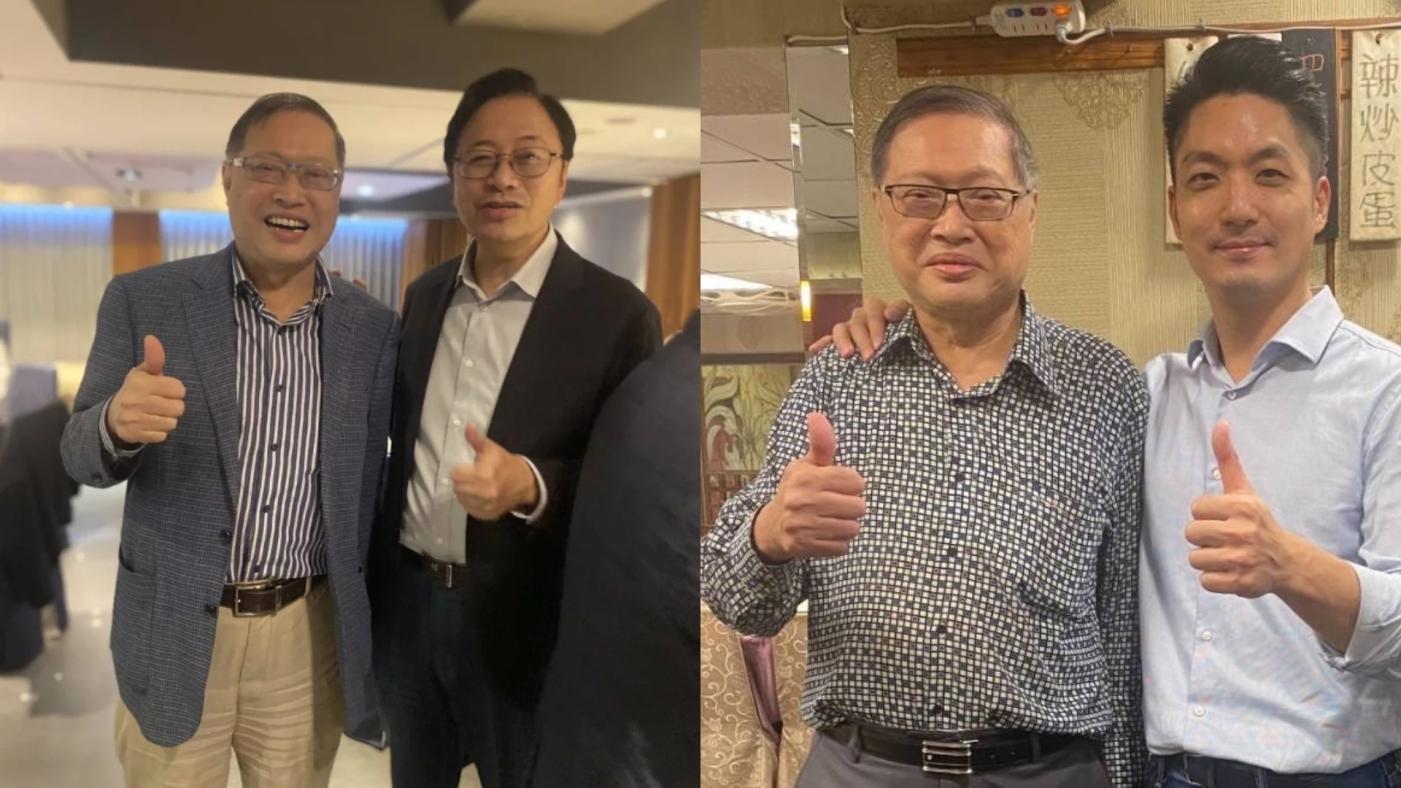 陳正修被爆牽線黃偉哲與im.B詐騙集團外，又傳出曾與台北市長蔣萬安（右）及桃園市長張善政（左）合照。翻攝畫面