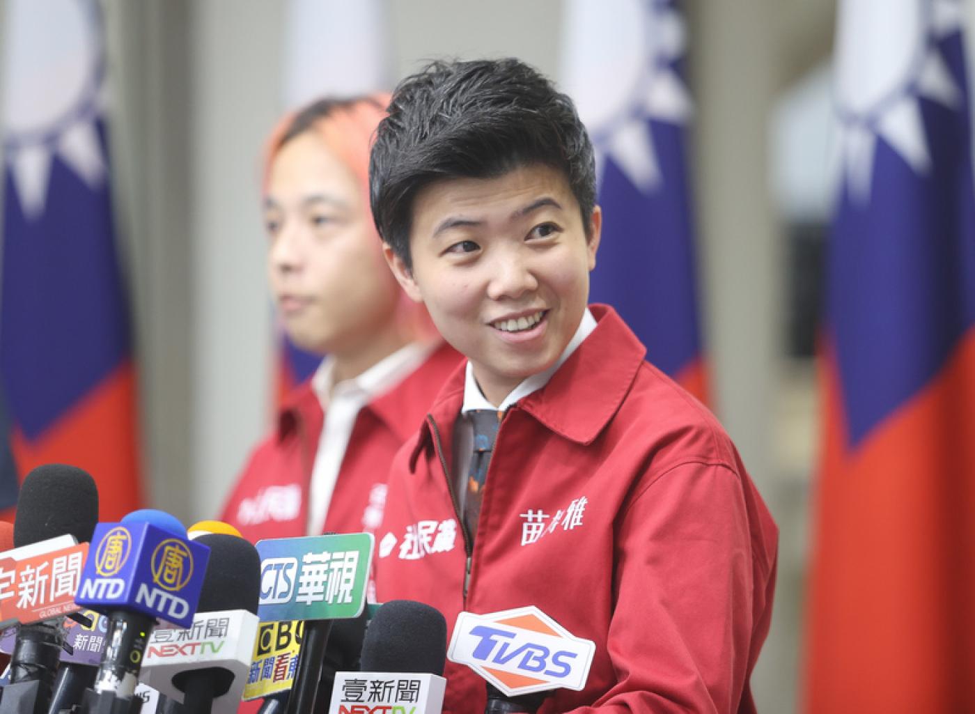 社會民主黨台北市議員苗博雅14日在台北市議會舉行記者會，說明參選2024台北市大安區立委決定。中央社