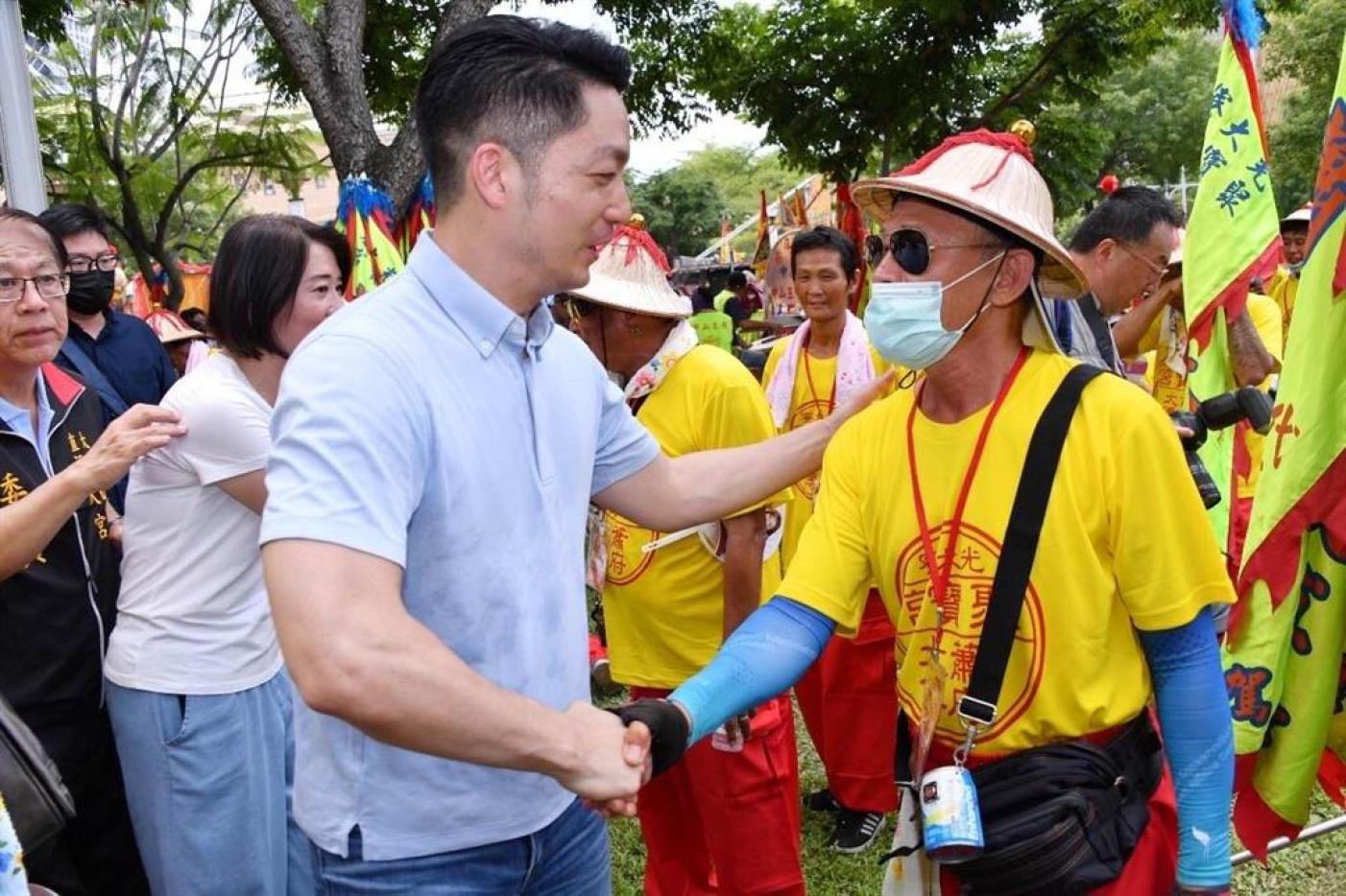 蔣萬安今出席光大寮聚保宮環島祈安遶境活動。台北市政府提供