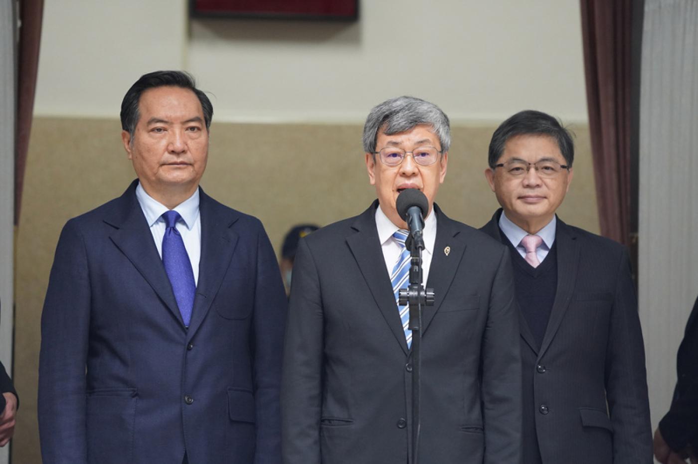 馬英九即將訪中，陳建仁（中）表示，盼此行能維護國家尊嚴與主權。中央社
